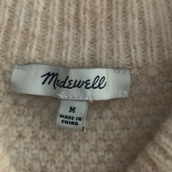 Madewell Plus Cable Havener Pullover Sweater light pink size M Alpaca wool - Picture 7 of 13